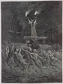 The Dance of the Witches' Sabbath: illustration from History of Magic by Jean-Baptiste Pitois (a.k.a. Paul Christian), Paris, 1870