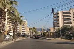 Aerial view of main street in Zgharta (Tripoli-Zgharta Road)