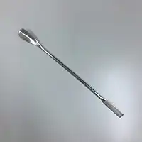 A stainless steel laboratory spatula