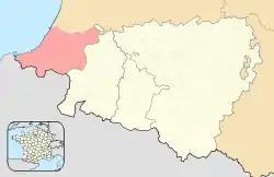 Location of Labourd within the Pyrénées-Atlantiques departement.