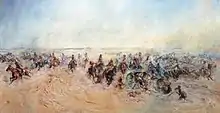 Painting by Lady Butler of the charge at Huj