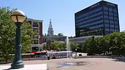 Downtown Lafayette and the Riehle Plaza and CityBus depot