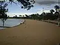 The lake has an artificial beach.