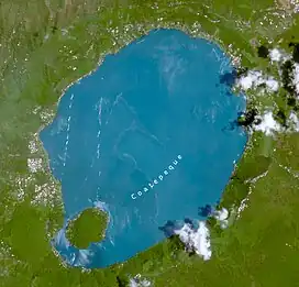 Satellite view of the Coatepeque Caldera