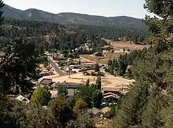 Lake of the Woods, with Lockwood Valley Road and Lakewood Drive in the center. The buildings at bottom front on Frazier Mountain Park Road.