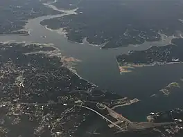 image of aerial view of Lake Travis taken in 2018