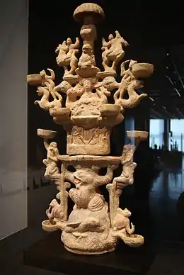 1st–2nd century lamp in the shape of Kunlun Mountain as the pillar of the sky, realm of the Queen Mother of the West (1st–2nd century CE)