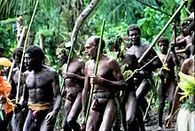 Men wearing traditional nambas during a N'gol ceremony on Pentecost Island, Vanuatu (1992)