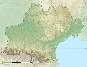 Map showing the location of Cévennes National Park