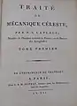 Title page to Volume I of "Traité de mécanique céleste" (1799)