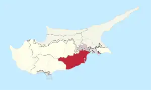 Location of the district in Cyprus