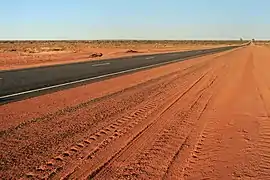 Looking east along the Lasseter Highway toward Erldunda