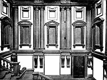 The vestibule of the Laurentian Library by Michelangelo.