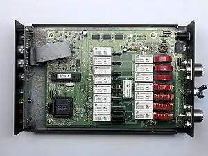 Inside of an automatic antenna tuner, viewed from above