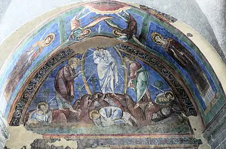 Frescos in the stairway of Christ with Moses and Elijah