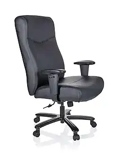 A leather executive office chair.