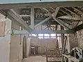 Leighton Home Farm . Sack hoist on upper floor of Feedstuffs Mill