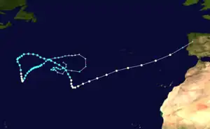 Please see the adjacent text for details on Leslie's track and intensity.