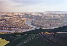 View from north of Lewiston, Idaho and Clarkston, Washington