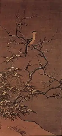 Shrike on a tree in winter; 1187 AD.