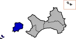 Lieyu Township (blue) in Kinmen County (grey)