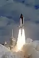 Liftoff of Discovery with the Hubble Space Telescope on board