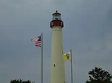 The US and NJ flags at Cape May Lighthouse