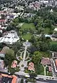 Aerial view of Linköping City Park with the edge of Campus US and Linköping University Hospital on the top.