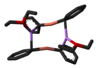 Lithium diphenylcuprate etherate dimer from crystal structure - 3D stick model