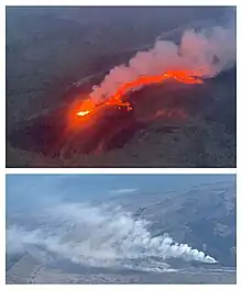 Litli-Hrútur eruption 2023. View from an airplane