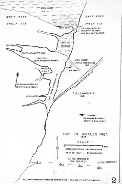 Locations of Little America I, II, III, and IV near Bay of Whales