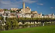 The city of Lleida by the Segre river