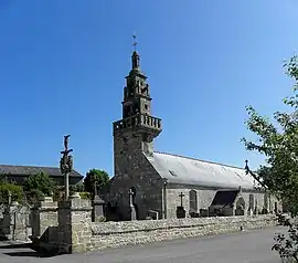 The parish church and the calvary, in Loc-Brévalaire