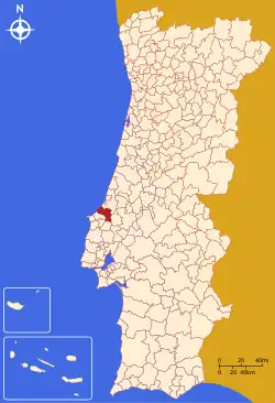 Map showing the location of the municipality of Caldas da Rainha within Portugal