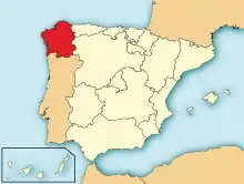 Location of Galicia in Spain