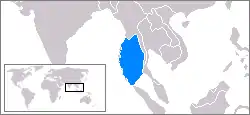 Location of Andaman Sea in the Indian Ocean