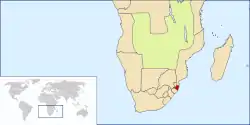 Location of the Nieuwe Republiek in Southern Africa (1884–1888)