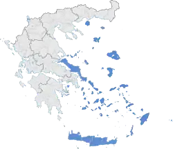 Aegean Islands (blue) within Greece