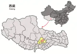 Location of Lhünzhub County within the Tibet Autonomous Region