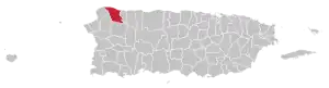 Map of Puerto Rico highlighting Isabela Municipality