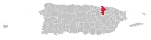 Map of Puerto Rico highlighting San Juan Municipality