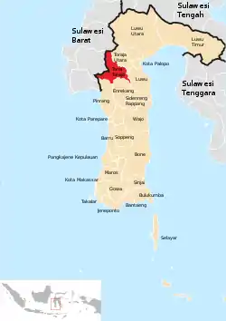 Location within South Sulawesi