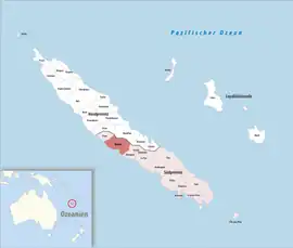 Location of the commune (in red) within New Caledonia