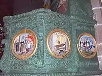 More scenes from the life of St Ronan on the pulpit.