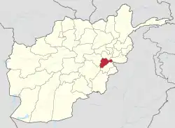 Map of Afghanistan with Logar highlighted