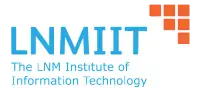 The official logo of The LNM Institute of Information Technology, consisting of 6 orange squares arranged in rows of 3-2-1 to the right of the word LNMIIT in light blue. The full name of the institute is written below the acronym.