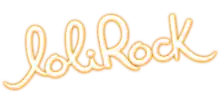 LoliRock logo in cursive writing outlined in yellow