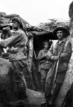 Members of the 7th Battalion in a trench at Lone Pine, 6 August 1915.