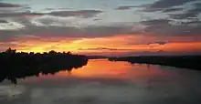 Sunset over the Red River from the bridge