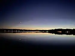 Dusk view of the eponymous Long Lake